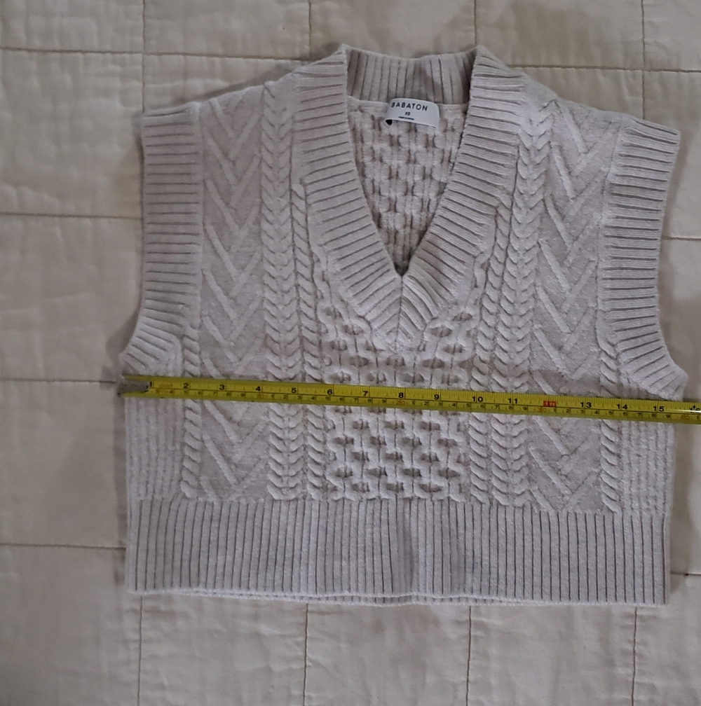 Babaton Emporia Vest Merino Wool Sweater Vest Beige Bone Cream Birch XS - Picture 9 of 11